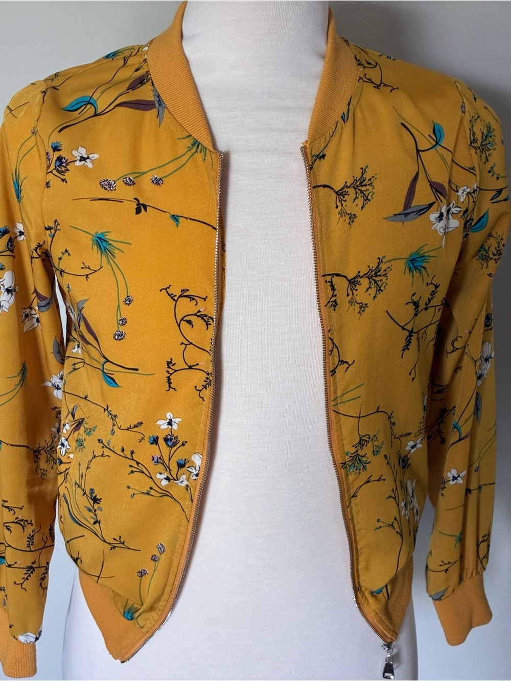 Yellow Floral Bomber Jacket - Women